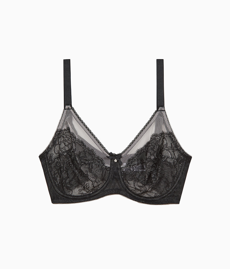 Retro Chic Full Figure Underwire Bra - Black