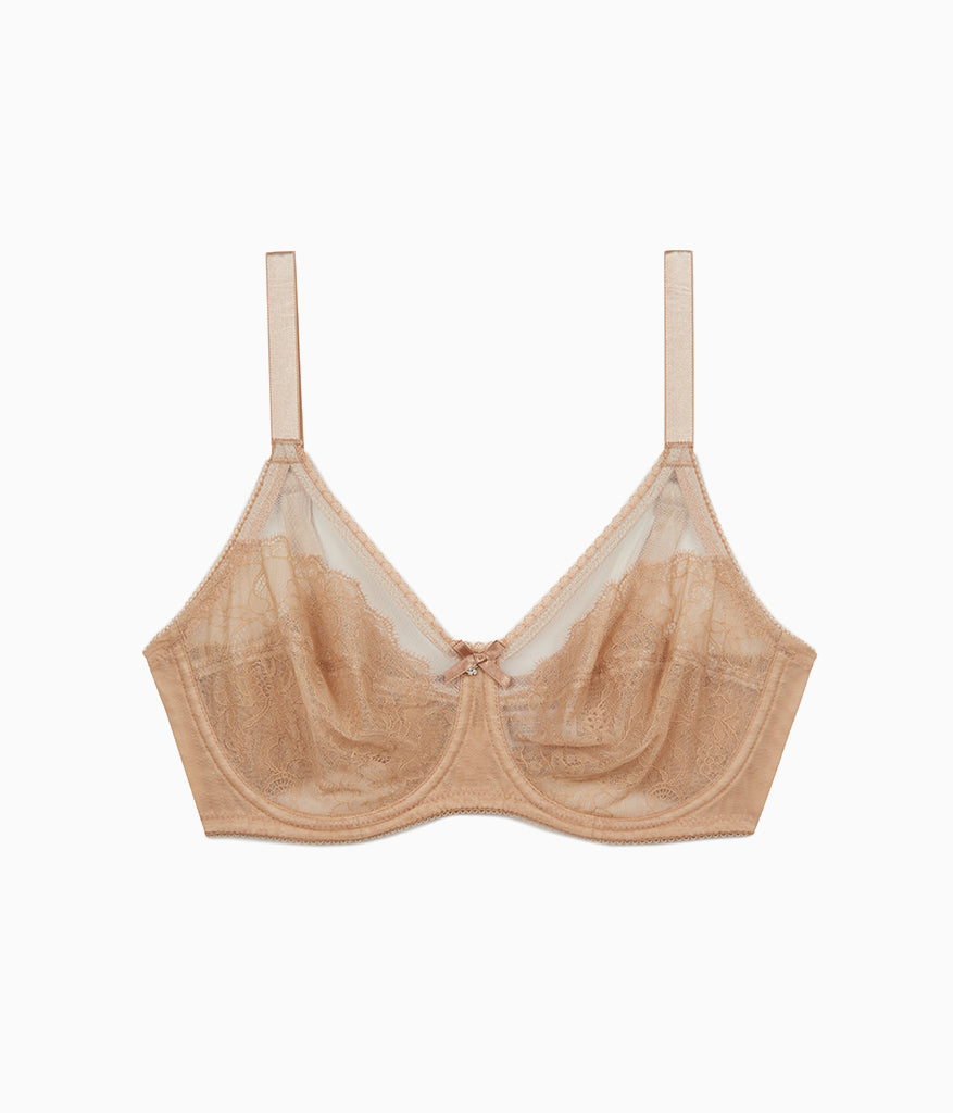 Retro Chic Full Figure Underwire Bra - Toast