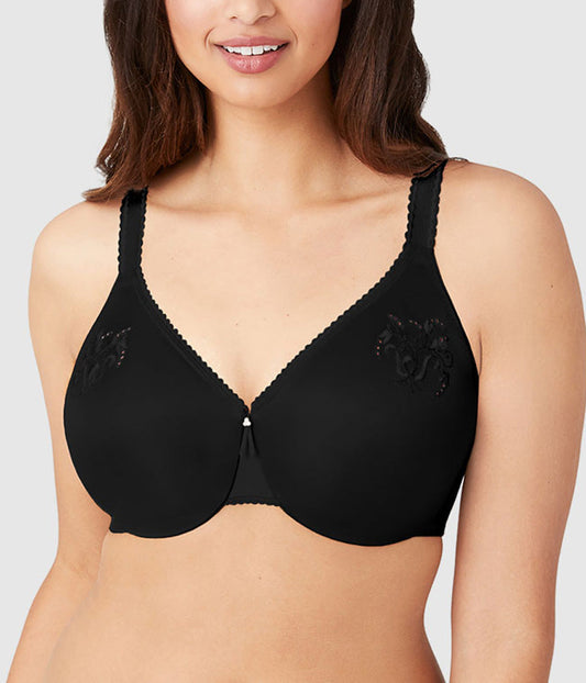 Slimline Seamless Underwire Minimizer Bra - Black