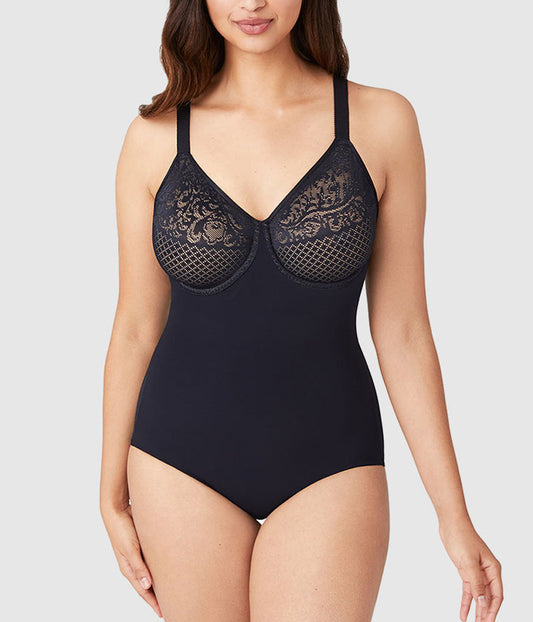 Visual Effects Body Briefer with Minimizer Bra - Black