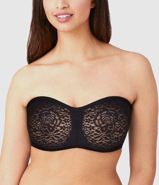 Halo Lace Strapless Underwire Bra - Black