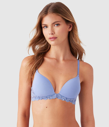 Feeling Famous Wire Free Push Up Bra - Country Blue/Bright White