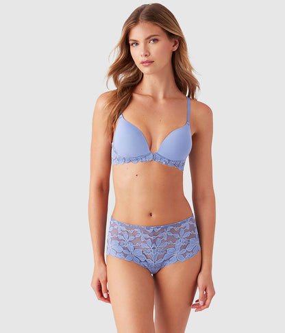 Feeling Famous Wire Free Push Up Bra - Country Blue/Bright White