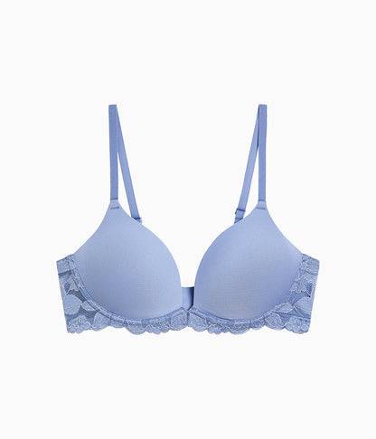 Feeling Famous Wire Free Push Up Bra - Country Blue/Bright White