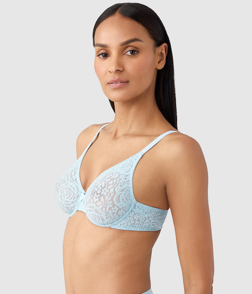 Halo Lace Underwire Bra - Soft Sky