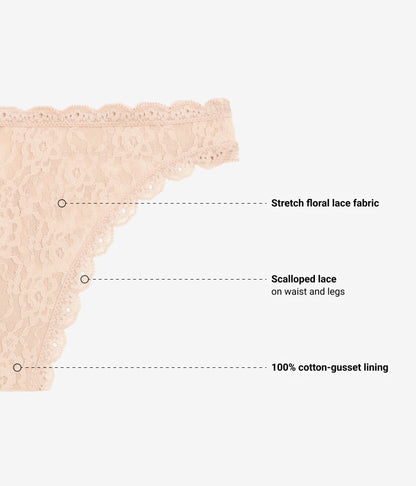 Effortlessly Lace Thong - Au Natural