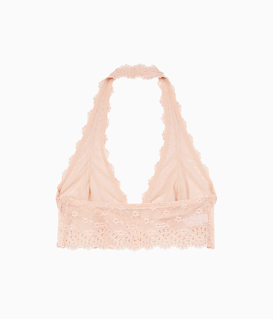 Inspired Eyelet Halter Bralette - Rose Smoke