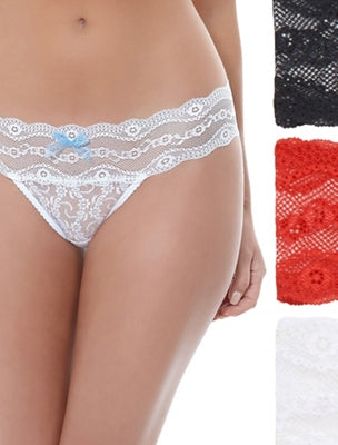 Lace Kiss Thong Panty Pack - Rose Smoke/Au Natural/Night