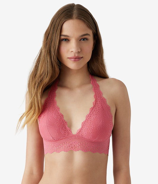 Inspired Eyelet Halter Bralette - Slate Rose