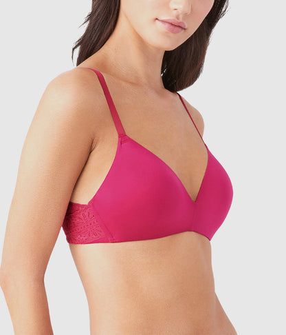 Future Foundation Wire Free T-Shirt Bra with Lace - Bright Rose