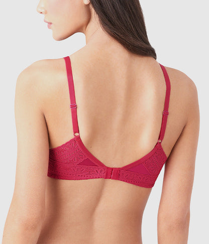 Future Foundation Wire Free T-Shirt Bra with Lace - Bright Rose