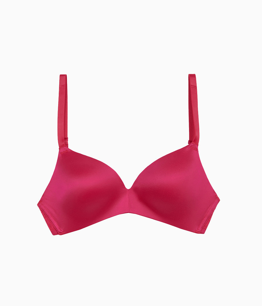Future Foundation Wire Free T-Shirt Bra with Lace - Bright Rose