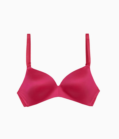 Future Foundation Wire Free T-Shirt Bra with Lace - Bright Rose