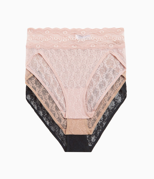 Lace Kiss Hi-Leg Panty Pack - Rose Smoke/Au Natural/Night